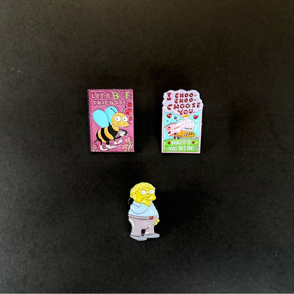 Enamel Pin Set - Pink Bee & Valentine Cards + Character Pin